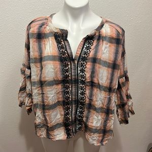 Jag Oversized Flannel Top Sz S